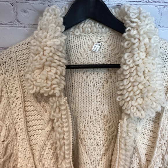 WEST OF THE MOON 100% WOOL LONG CARDIGAN SWEATER COAT WINTER WHITE SZ MED - Picture 6 of 13